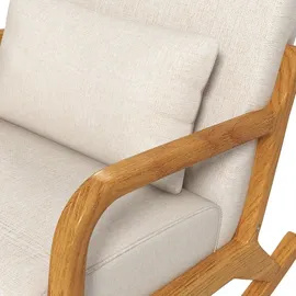 Homcom Schaukelsessel gepolstert Polyester 92 x 81,5 x 64,5 cm Creme mit Kissen
