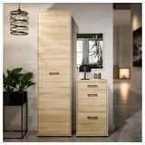Lomadox Garderoben Set 3-teilig mit Schuhschrank Eiche hell CHEB-131
