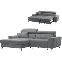 Ecksofa - grau - Samt - mit Liegefunktion - Recamiere links Sofa Wohnlandschaft