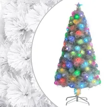 vidaXL Künstlicher Weihnachtsbaum mit Beleuchtung Weiß 120 cm