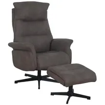 Femo Relaxsessel mit Hocker FM-4206, Grau Schwarz Mikrofaser - Metallgestell - mit Relaxfunktion