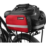Fahrrad-Ruecksitztasche, erweiterbar, MTB, Gepaecktraegertasche, Fahrradgepaecktraeger, Kofferraumtasche mit Regenschutz - Rot