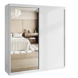 Lookway Kleiderschrank BASTER II 200 cm mit Spiegel, Schiebetürenschrank, Weiß / Weiß weiß