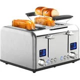 Steinborg 4 Scheiben Edelstahl Toaster mit Brötchenaufsatz 1630W