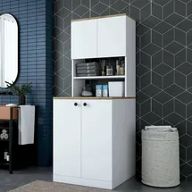 Dmora Großer Mehrzweckschrank Lyrastra 70 x 183,6 cm Weiß