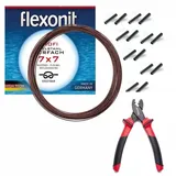 Flexonit 7x7 Stahlvorfach 0,36mm + Quetschhülsen + Zange komplett Angelset