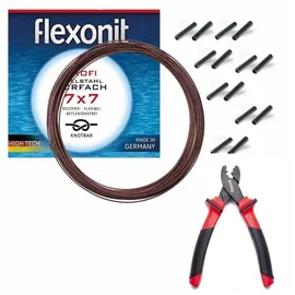 Flexonit 7x7 Stahlvorfach 0,36mm + Quetschhülsen + Zange komplett Angelset