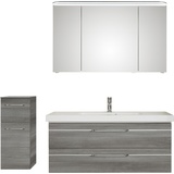 Saphir Badmöbel-Set »Balto Sprint 3-teilig, Mineralmarmor-Waschtisch mit LED-Spiegelschrank«, (4 St.), grau