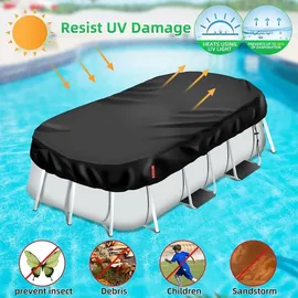 vniyors Poolabdeckung Rechteckig schwarz 265×175 cm