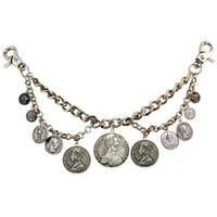 Moschen-Bayern Trachtenlederhose Charivari Herren Kette Schmuck Lederhosen Anhänger Silber Münzen Jagd silberfarben