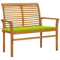 VidaXL Gartenbank mit Hellgrüner Auflage 112 cm Massivholz Teak