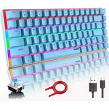 Hoopond Mechanische Tastatur,AK33 Regenbogen-LED-Hintergrundbeleuchtung, USB-Kabel, Gaming-Tastatur,82 Tasten, kompakte mechanische Gaming-Tastatur mit Anti-Ghosting-Tasten für Gamer und Schreibkräfte