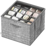 SONGMICS Aufbewahrungsbox Schuhaufbewahrung, Schuhbox, für bis zu 16 Paar Schuhe, Griffe, transparenter Deckel grau