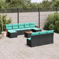 vidaXL Gartensofa-Set 11-tlg. schwarz