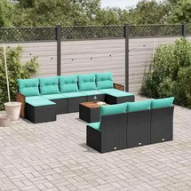 vidaXL Gartensofa-Set 11-tlg. schwarz