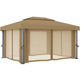 vidaXL Pavillon mit Vorhang 4 x 3 m taupe