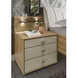 Wiemann Nachtkonsole WIEMANN "Kiruna, Eiche teilmassiv, Made in Germany, mit Soft-Close-Funktion", braun (eiche teilmassiv, champagnerglas), B:60cm H:48cm T:43cm, Floatglas, Holz teilmassiv, Sideboards, Nachtkonsole, in stilvoller Optik