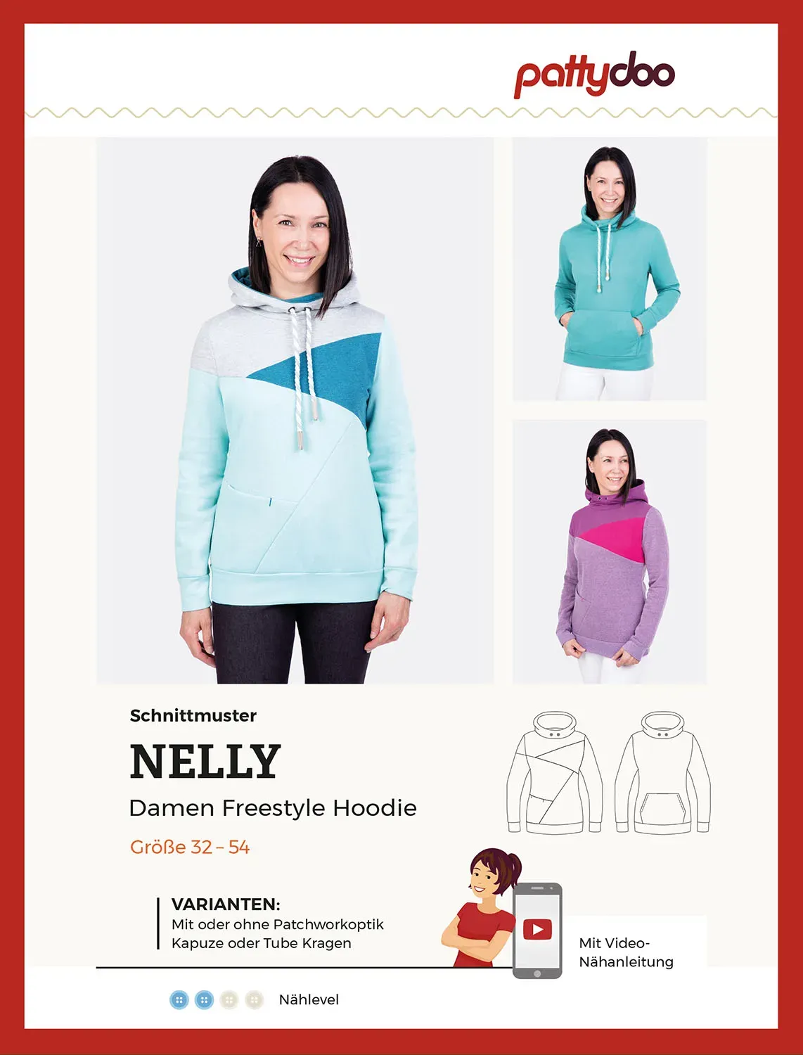 Pattydoo Papierschnittmuster Freestyle Hoodie Nelly