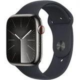 Apple Watch Series 9 GPS + Cellular 45 mm Edelstahlgehäuse graphit, Sportarmband mitternacht S/M