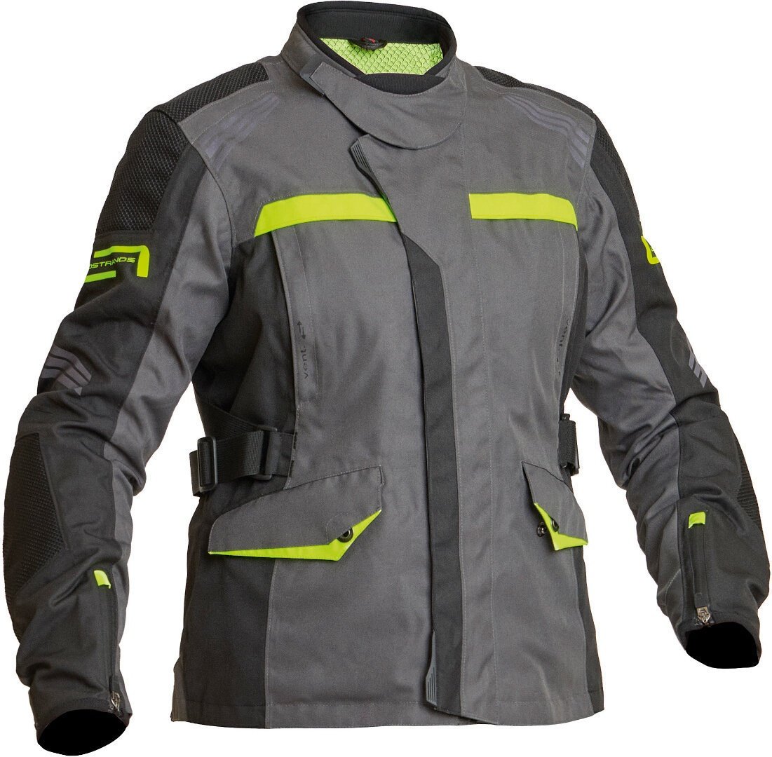 Lindstrands Granberg waterdichte Dames Motorfiets Textiel Jacke, zwart-grijs-geel, 40 Voorvrouw