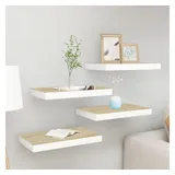 vidaXL Schweberegale 4 Stk. Eichen-Optik und Weiß 40x23x3,8 cm MDF