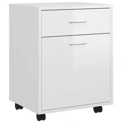 Rollschrank Spanplatte V1 | vidaXL : Farbe - Hochglanz-Weiß