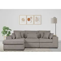 Ecksofa RAUM.ID "Enid L-Form", grau (taupe), B:360cm H:75cm, 100% Polyester, Sofas, 3 Teile, bestehend aus Modulen, in vielen Bezügen, auch in Breitcord