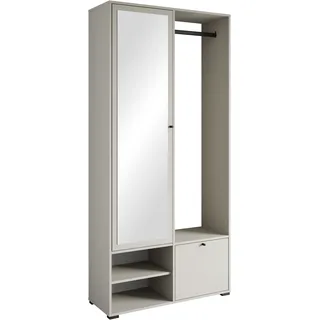 INOSIGN Garderobenschrank INOSIGN "DINO Kompaktgarderobe, Garderoben-Set DINO", beige (kaschmir), B:90cm H:190cm T:33cm, Schränke, Mit Spiegel und Kleiderstange, 90 cm breit, Türanschlag wechselbar