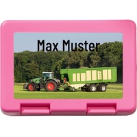 Manutextur Brotzeitbox mit Namen - Motiv Traktor 1 - personalisiert - persönliches Geschenk