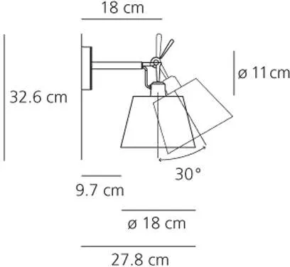 Artemide Tolomeo Diffusore 18 Wandleuchte Pergamentschirm Ø 18cm