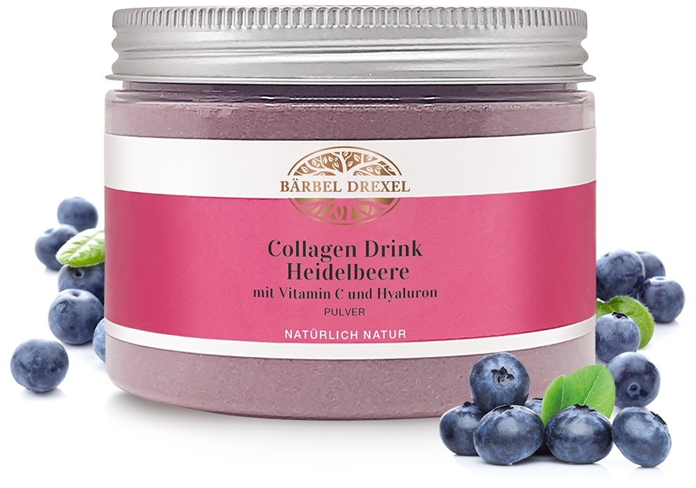 Collagen Drink Heidelbeere mit Vitamin C und Hyaluron Pulver