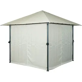 Mendler Pergola HWC-J63 3 x 3 m inkl. 1 Seitenteil Beige/Weiß