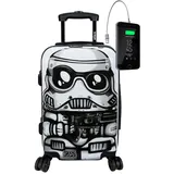 TOKYOTO Kinderkoffer Kinder-Trolley für Mädchen & Jungen 55x35x20 cm/Koffer Handgepäck Hartschalenkoffer, Reisekoffer klein Reisetasche Kinder mit TSA-Schloss & USB-Anschluss White Soldier