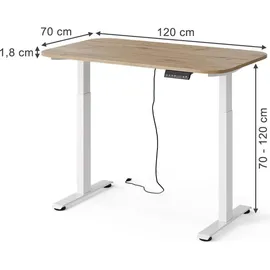 Vicco Schreibtisch Elevate, 120 x 70 cm 2 Motoren, Model 58657 - Weiß/Braun