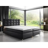Fun Möbel Boxspringbett Schlafzimmerbett ARVID 200x200cm Kunstleder Schwarz