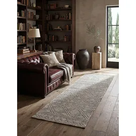 KADIMA DESIGN Teppich recycelt waschbar | Ethno-Geometrisches Design | Bouclé-Struktur & pflegeleicht, | 58x230cm