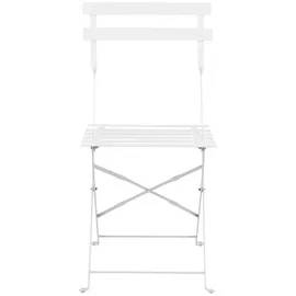 Beliani Balkonset Weiß Stahl 3-teilig Runder Tisch mit 2 Stühlen Zusammenklappbar Modern Französicher Stil Terrasse Garten Outdoor Ausstattung