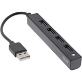 InLine InLine® USB 2.0 4-Port Hub, USB-A Stecker auf 4x USB-A Buchse, Kabel 15cm
