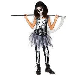 Scary Skeleton Mädchenkostüm - Kinder-6-8-Jahre