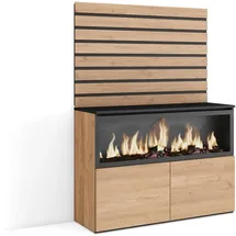 SKRAUT HOME Sideboard 107 x 145 x 35 cm Beige / Schwarz
