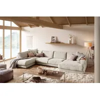 KAWOLA Wohnlandschaft U-Form Madeline Cord Longchair rechts cremeweiß