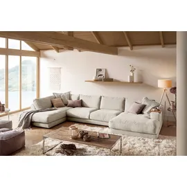KAWOLA Wohnlandschaft U-Form Madeline Cord Longchair rechts cremeweiß