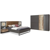 Moebel-Eins Komplettschlafzimmer, SESTRA Komplett-Schlafzimmer, Material Dekorspanplatte, stabeichefarbig/grau grau
