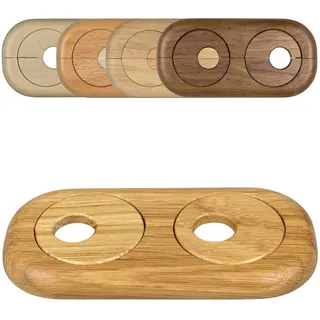 Fux Doppel Heizungsrohr Rosette, Rohrabstand variabel, 15mm - 22mm, Rohrabdeckung, Abdeckrosetten, Verkleidung, Heizkörper Rosetten, Holz, Parkett, Holzrosetten (15mm, Eiche)