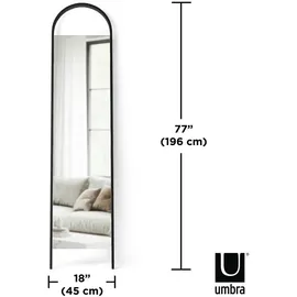 Umbra Standspiegel Schwarz, Holz, formgebogen, 5.1x195.9x45.4 cm