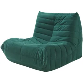[en.casa] Bodensessel Kodsø Cord 90 x 75 x 100 cm Grün mit Hocker