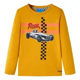 vidaXL Kinder-Langarmshirt mit Rennwagen Hund Pullover Sweatshirt T-Shirt Ocker 104 - 104