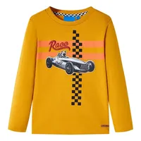vidaXL Kinder-Langarmshirt mit Rennwagen Hund Pullover Sweatshirt T-Shirt Ocker 104 - 104