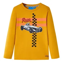 vidaXL Kinder-Langarmshirt mit Rennwagen Hund Pullover Sweatshirt T-Shirt Ocker 104 - 104