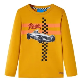 vidaXL Kinder-Langarmshirt mit Rennwagen Hund Pullover Sweatshirt T-Shirt Ocker 104 - 104